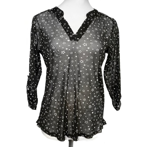 Star Mesh Half Sleeve Tunic Shirt Size M - Picture 1 of 4